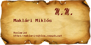 Maklári Miklós névjegykártya