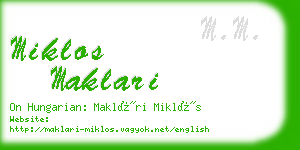 miklos maklari business card